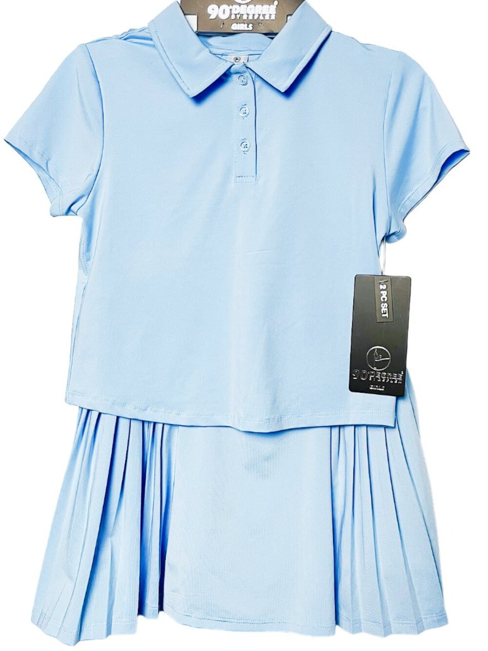 Girls Tennis Polo Skort Set Light Blue L — 90 Degree by Reflex